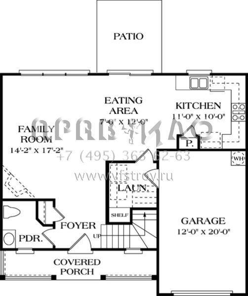 Проект двухэтажного дома с гаражом на одну машину в стиле Ранчо S5-126 (3323-00007)