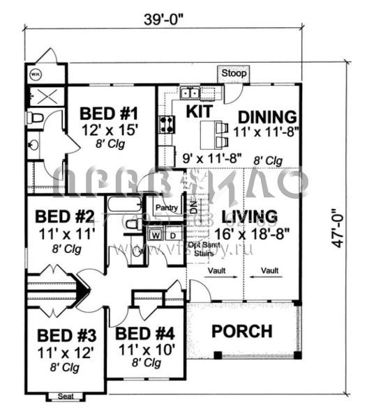 Проект одноэтажного дома без гаража в стиле Ранчо S5-138 (4848-00106)