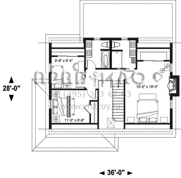 Проект одноэтажного дома без гаража в стиле Ранчо S5-165 (034-01141)