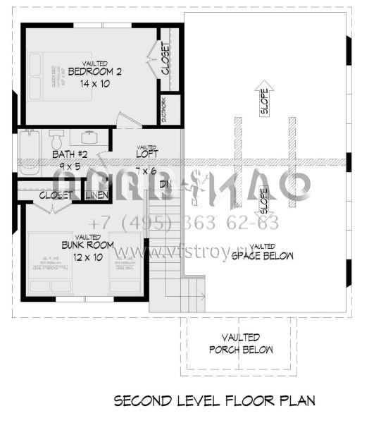 Проект двухэтажного дома без гаража в стиле Шале S5-150 (940-00429)