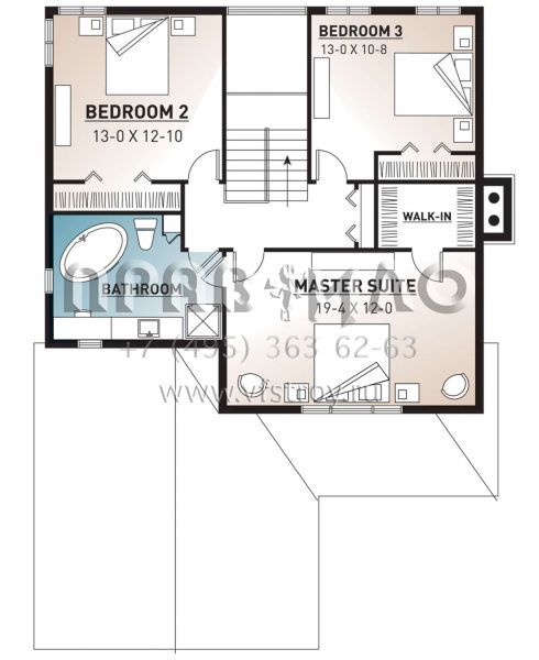 Проект двухэтажного дома с гаражом на одну машину в стиле Ранчо S5-188 (034-00434)
