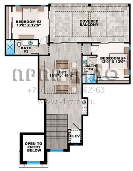 Проект двухэтажного дома с гаражом на три и более машин в прибрежном стиле S5-404 (207-00040)
