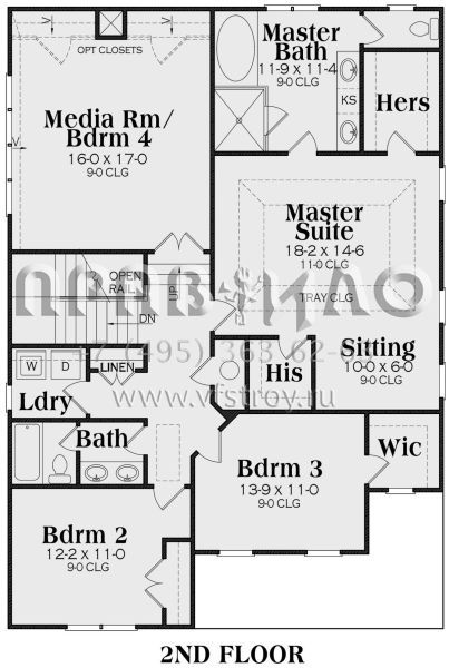 Проект двухэтажного дома с гаражом на две машины в стиле Ранчо S5-283 (009-00213)