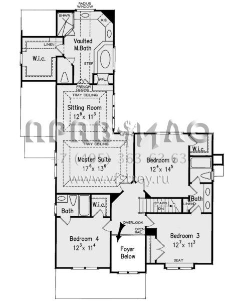 Проект двухэтажного дома с гаражом на две машины в стиле Ранчо S5-252 (8594-00377)