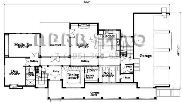 Проект двухэтажного дома с гаражом на три и более машин в современном стиле S5-453 (4771-00002)
