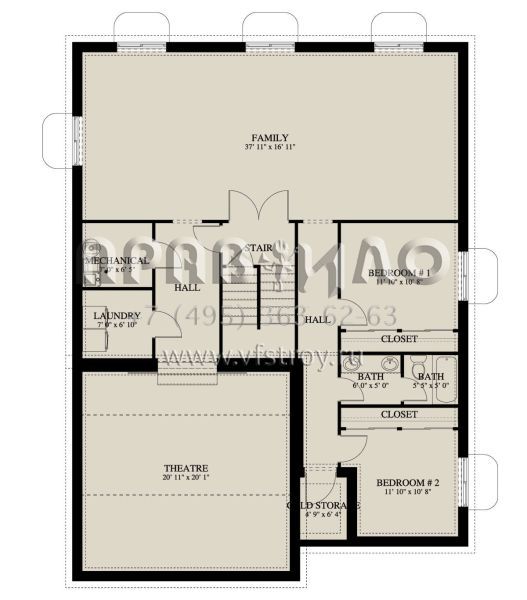 Проект двухэтажного дома с гаражом на две машины в стиле Ранчо S5-246 (2802-00078)