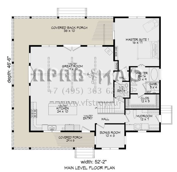 Проект двухэтажного дома без гаража в стиле Ранчо S5-204 (940-00262)