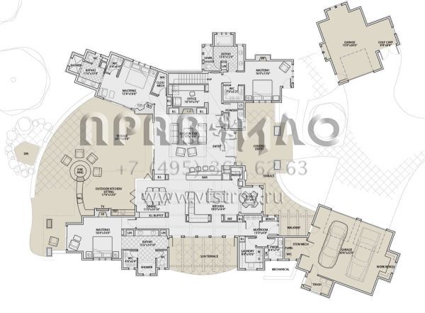 Проект двухэтажного дома с гаражом на три и более машин в стиле Шале S5-332 (5829-00009)
