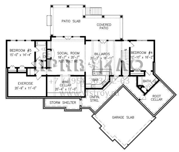 Проект одноэтажного дома с гаражом на две машины в стиле Ранчо S5-261 (699-00128)