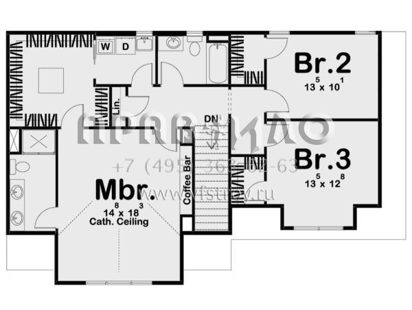 Проект двухэтажного дома с гаражом на две машины в американском стиле S5-189 (963-00444)