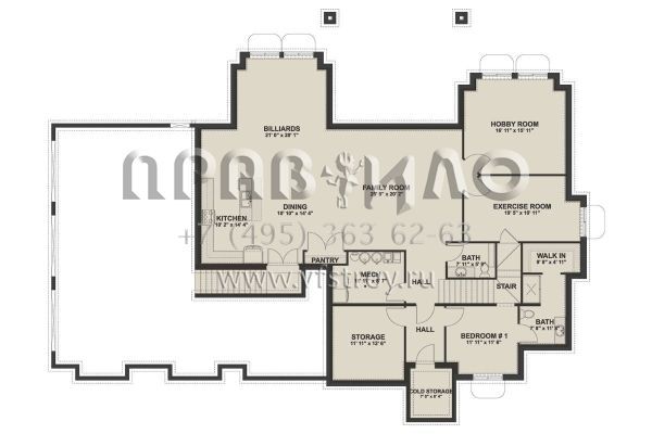Проект двухэтажного дома с гаражом на три и более машин в стиле Ранчо S5-367 (2802-00122)