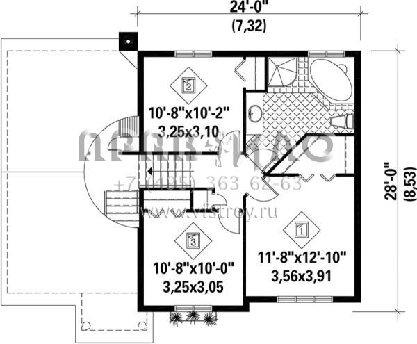 Проект двухэтажного дома с гаражом на одну машину в стиле Ранчо S5-191 (6146-00070)
