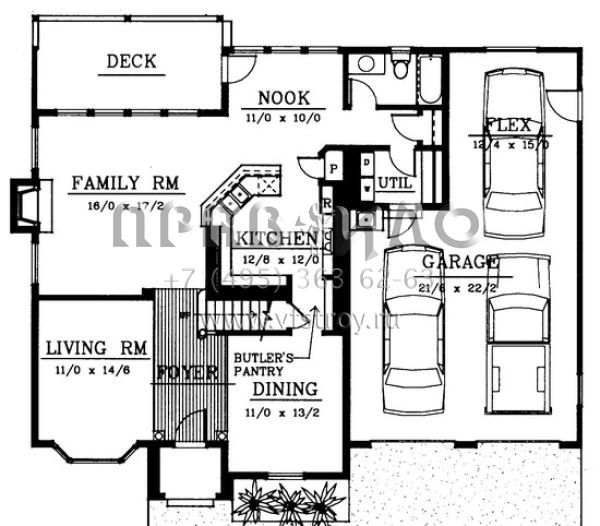 Проект двухэтажного дома с гаражом на три и более машин в стиле Особняк S5-280 (692-00088)