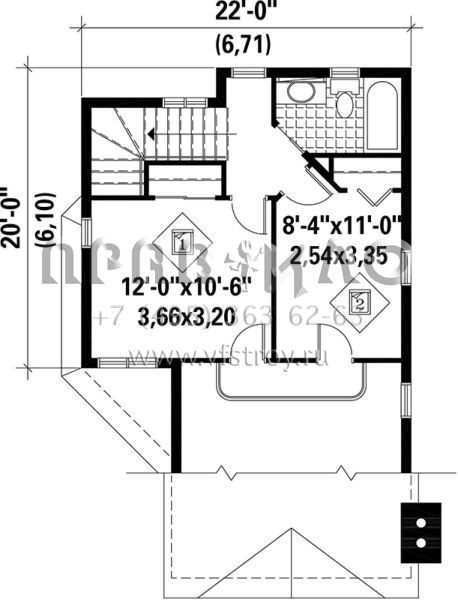 Проект двухэтажного дома без гаража в стиле Ранчо S5-100 (6146-00139)