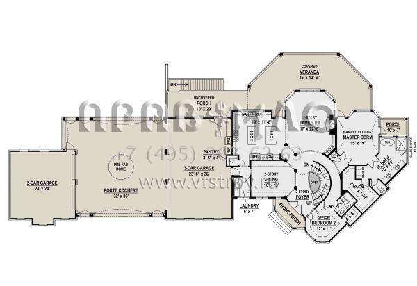 Проект двухэтажного дома с гаражом на три и более машин в английском стиле S5-281 (4195-00055)