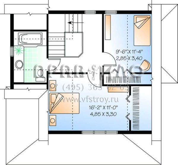 Проект двухэтажного дома без гаража в стиле Ранчо S5-120 (034-00921)