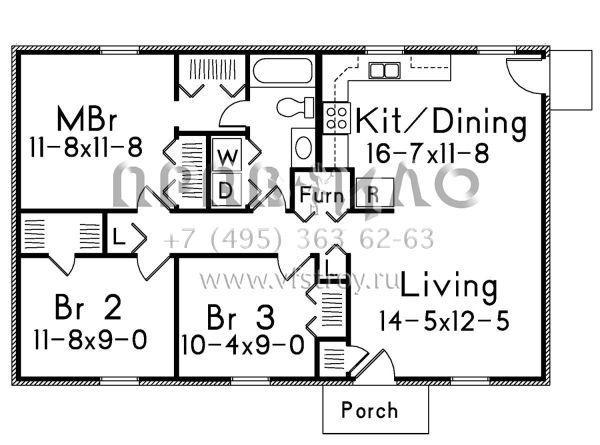 Проект одноэтажного дома без гаража в стиле Ранчо S5-93 (5633-00342)