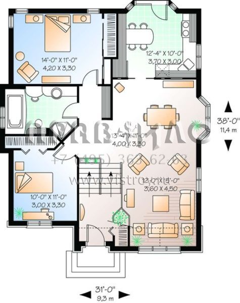Проект одноэтажного дома без гаража в английском стиле S5-106 (034-00323)