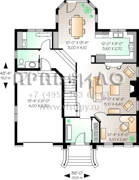 Проект двухэтажного дома с гаражом на одну машину в английском стиле S5-212 (034-00727)
