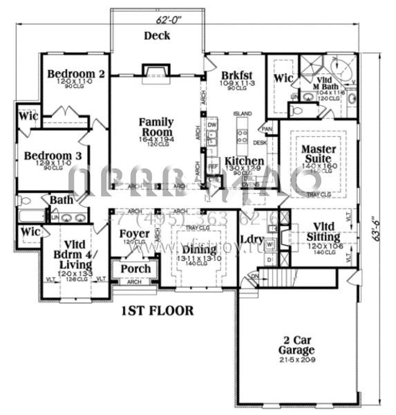 Проект одноэтажного дома с гаражом на две машины в стиле Ранчо S5-224 (009-00040)