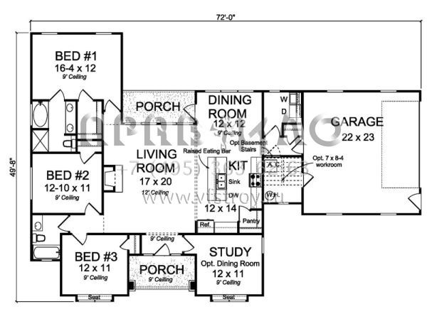 Проект одноэтажного дома с гаражом на две машины в стиле Ранчо S5-157 (4848-00327)
