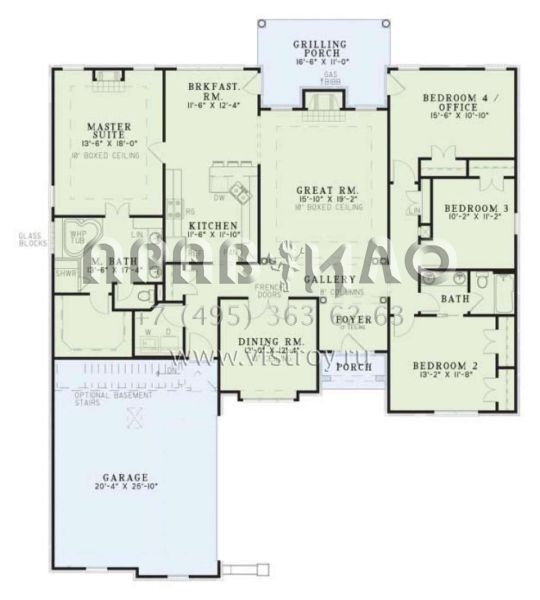Проект одноэтажного дома с гаражом на две машины в стиле Ранчо S5-203 (110-00102)