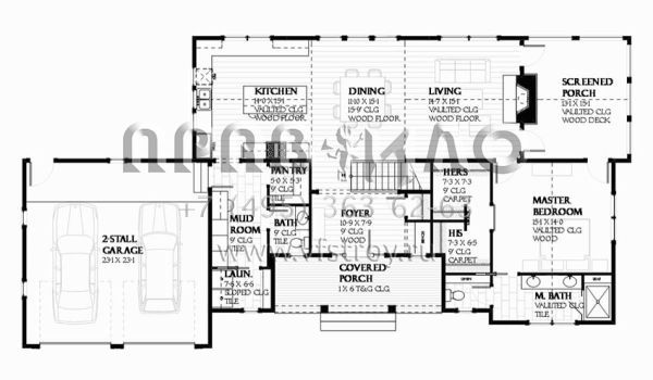 Проект одноэтажного дома с гаражом на две машины в стиле Ранчо S5-249 (1637-00119)