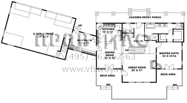 Проект двухэтажного дома с гаражом на две машины в стиле Шале S5-255 (039-00686)