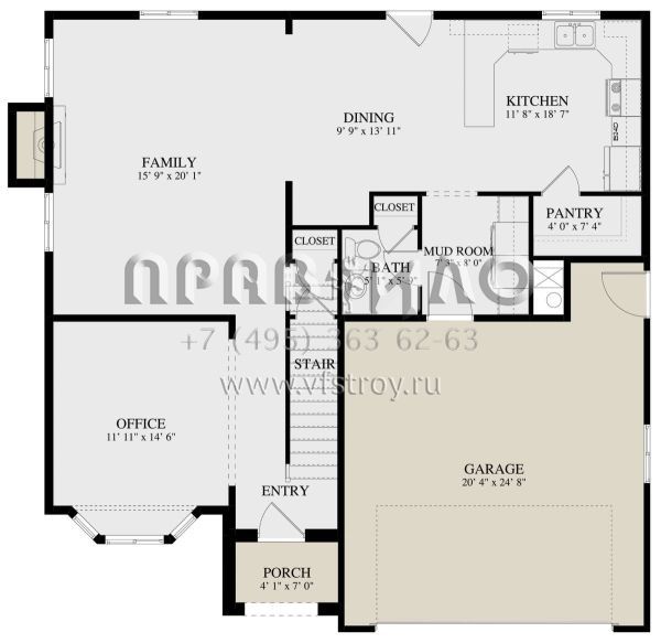 Проект двухэтажного дома с гаражом на две машины в стиле Ранчо S5-238 (2802-00072)