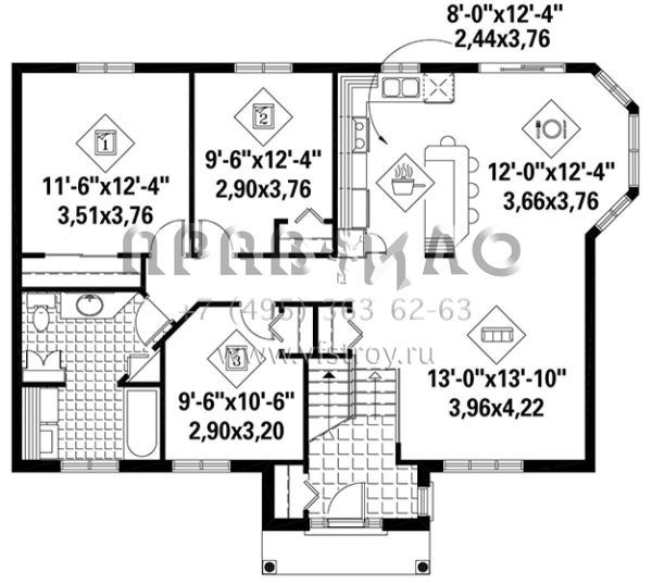 Проект одноэтажного дома без гаража в американском стиле S5-111 (6146-00237)
