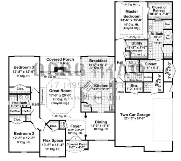 Проект одноэтажного дома с гаражом на две машины в английском стиле S5-220 (348-00143)