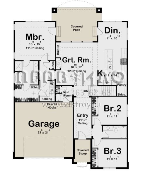 Проект одноэтажного дома с гаражом на две машины в современном стиле S5-166 (963-00650)