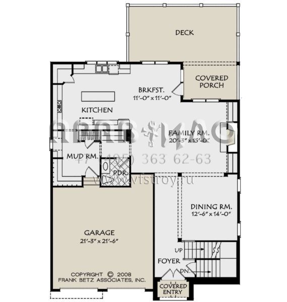 Проект двухэтажного дома с гаражом на две машины в стиле Ранчо S5-289 (8594-00207)