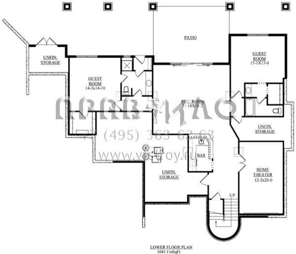 Проект одноэтажного дома с гаражом на три и более машин в стиле Ранчо S5-403 (5631-00060)