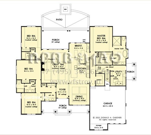 Проект одноэтажного дома с гаражом на две машины в американском стиле S5-284 (2865-00359)