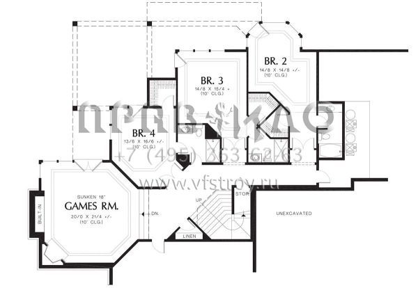 Проект одноэтажного дома с гаражом на три и более машин в стиле Ранчо S5-447 (2559-00177)