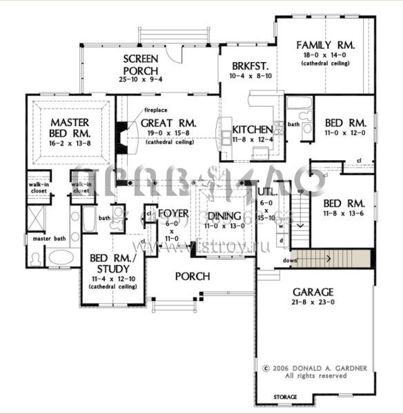 Проект одноэтажного дома с гаражом на две машины в стиле Ранчо S5-222 (2865-00223)