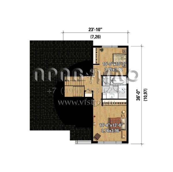 Проект двухэтажного дома с гаражом на одну машину в современном стиле S5-122 (6146-00583)