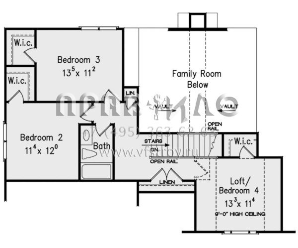 Проект двухэтажного дома с гаражом на две машины в стиле Ранчо S5-203 (8594-00117)