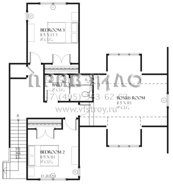 Проект двухэтажного дома с гаражом на две машины в стиле Ранчо S5-184 (1637-00068)