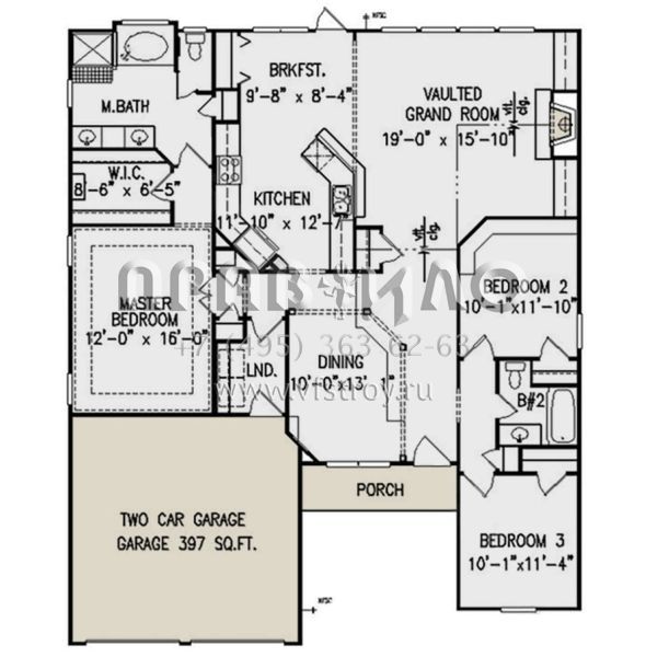 Проект одноэтажного дома с гаражом на две машины в стиле Ранчо S5-156 (699-00200)
