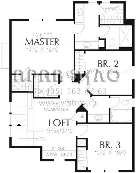 Проект двухэтажного дома с гаражом на две машины в американском стиле S5-152 (2559-00766)