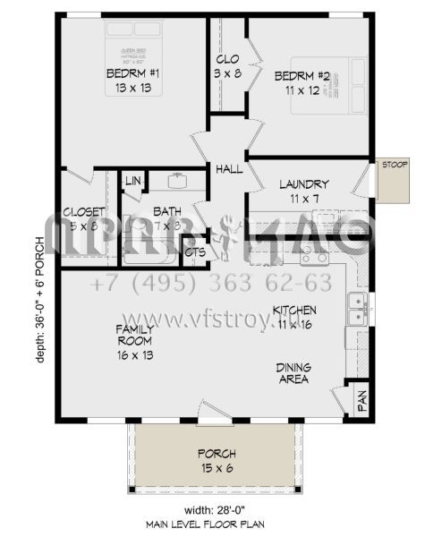 Проект одноэтажного дома без гаража в стиле Ранчо S5-94 (940-00579)