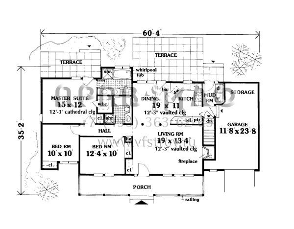 Проект одноэтажного дома с гаражом на одну машину в стиле Ранчо S5-114 (033-00009)