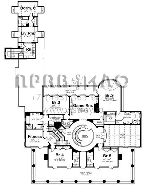 Проект двухэтажного дома с гаражом на три и более машин в стиле Особняк S5-870 (402-01093)