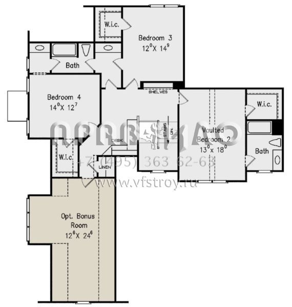 Проект двухэтажного дома с гаражом на три и более машин в стиле Ранчо S5-339 (8594-00264)