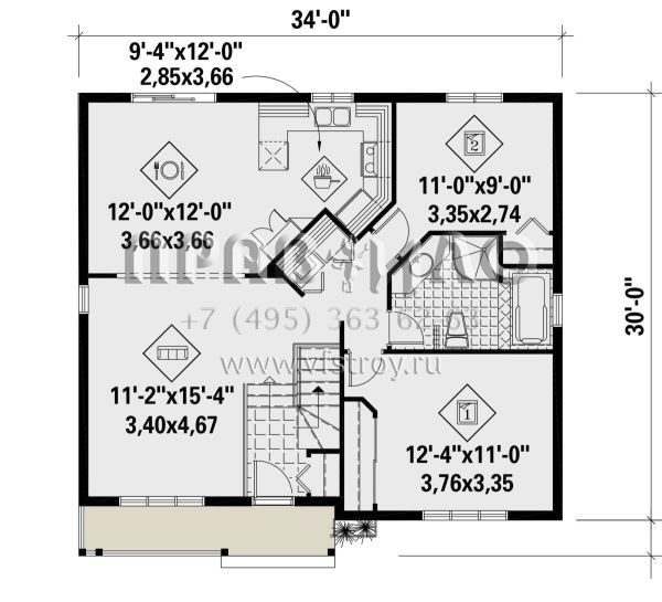 Проект одноэтажного дома без гаража в современном стиле S5-93 (6146-00432)