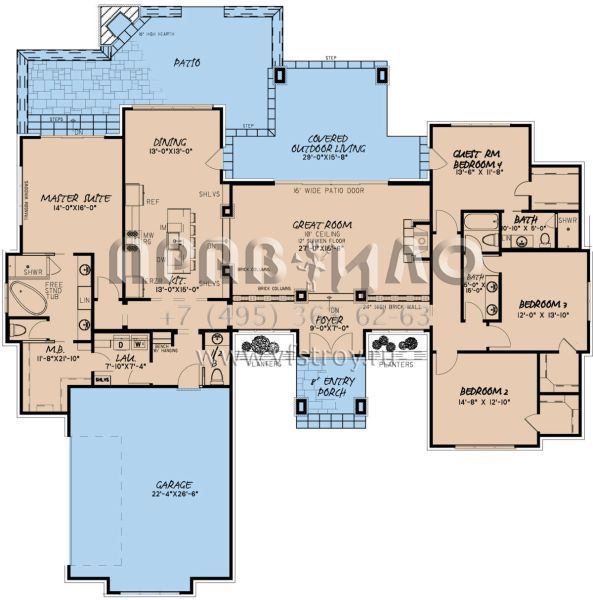 Проект одноэтажного дома с гаражом на две машины в современном стиле S5-249 (8318-00168)