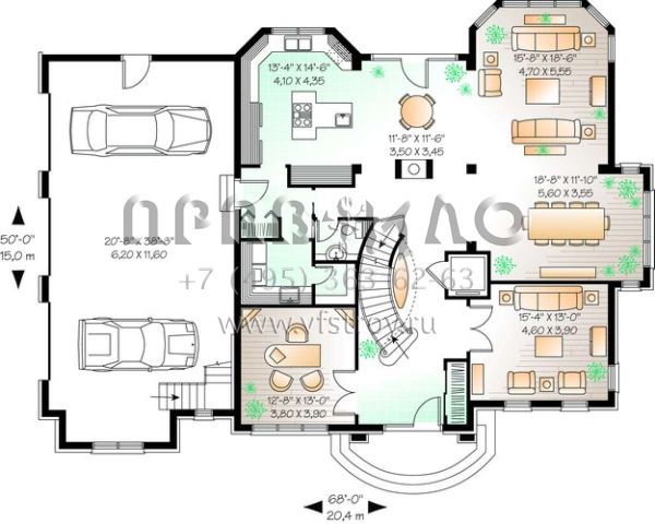 Проект двухэтажного дома с гаражом на три и более машин в английском стиле S5-343 (034-00862)