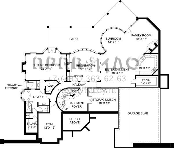 Проект современного замка с гаражом на три машины S5-385 (4195-00012)